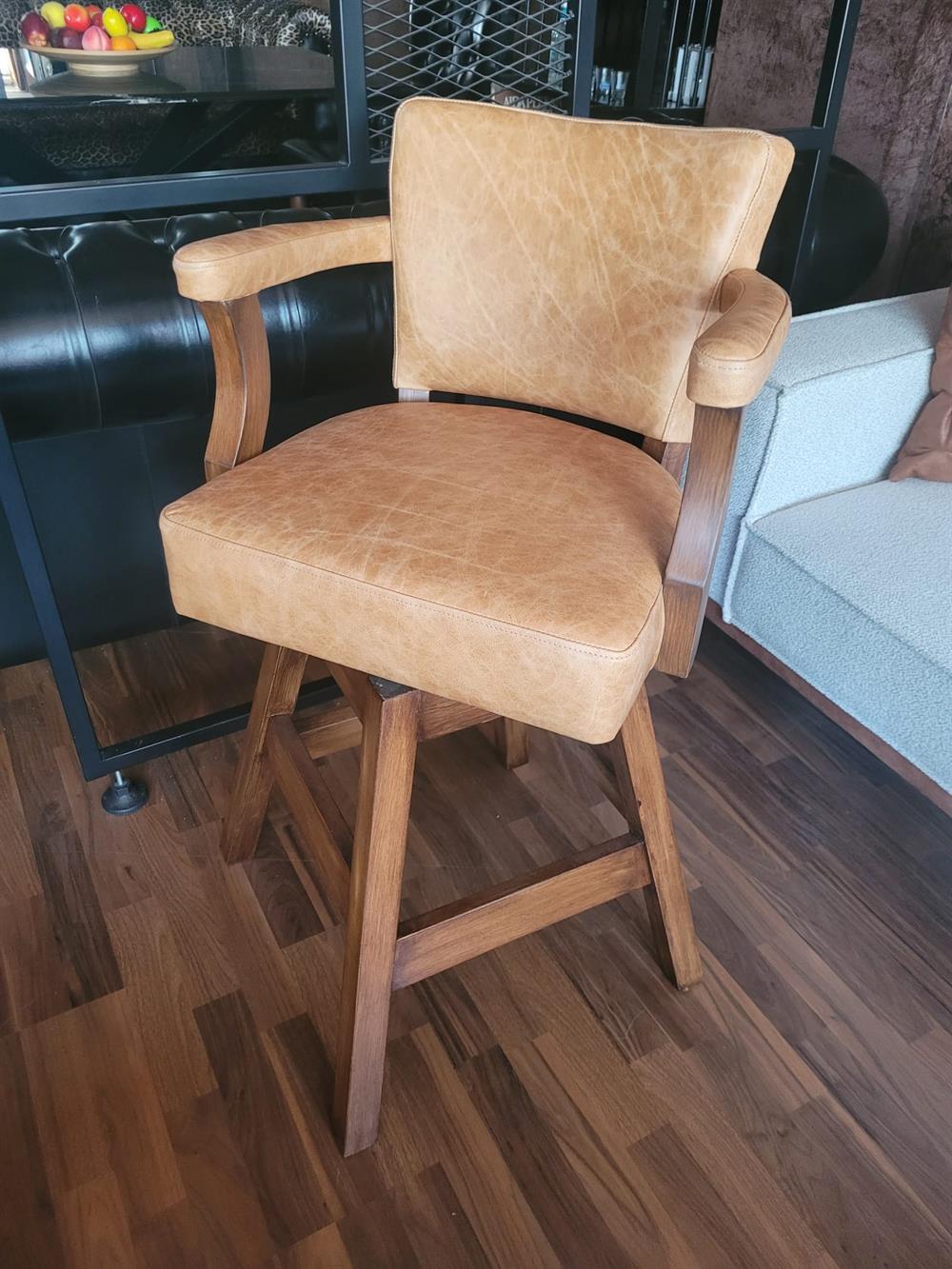 3A MOBİLYA HAKİKİ DERİ TEXAS BAR SANDALYESİ 