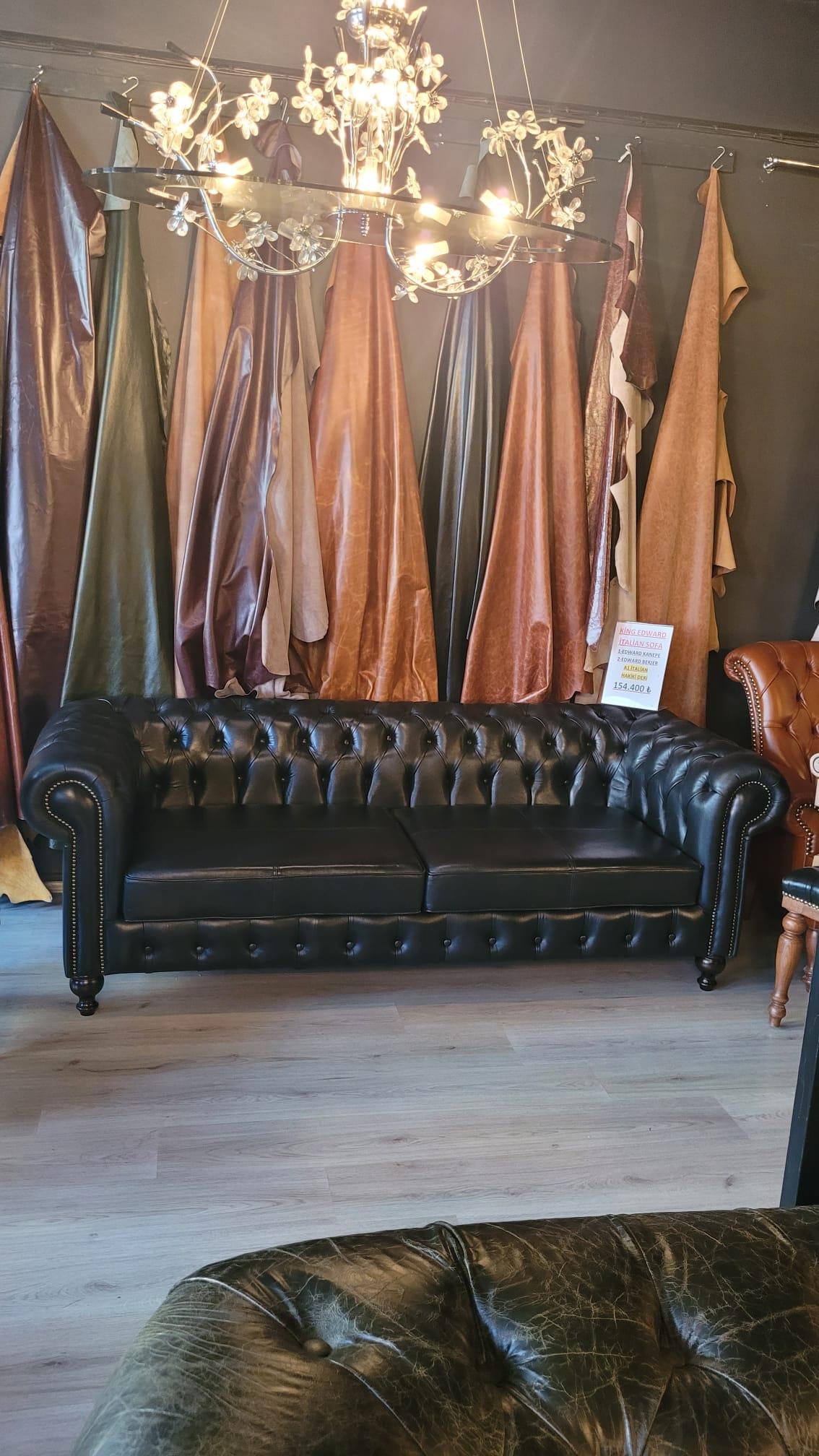 3A MOBİLYA HAMİLTON HAKİKİ DERİ CHETERFİELD TAKIMI