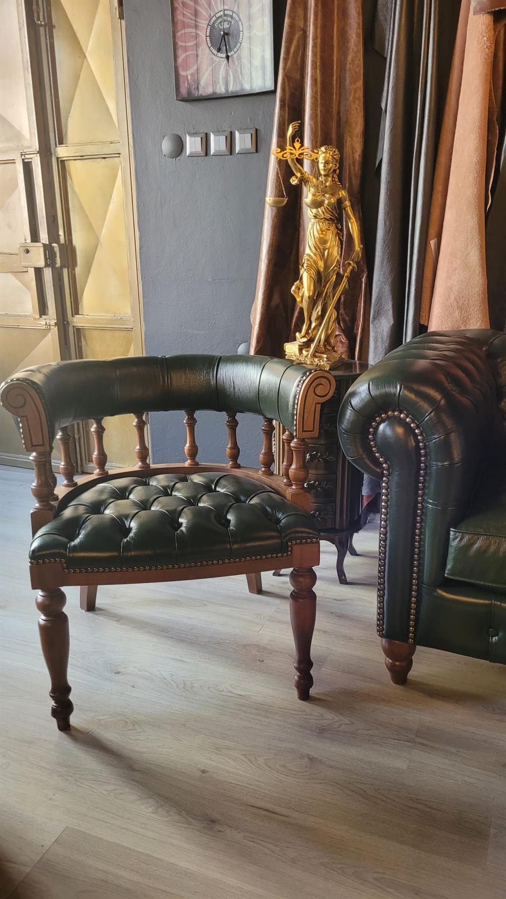 3A MOBİLYA HAMPTON HAKİKİ DERİ CHESTERFİELD TAKIMI 3+1+1