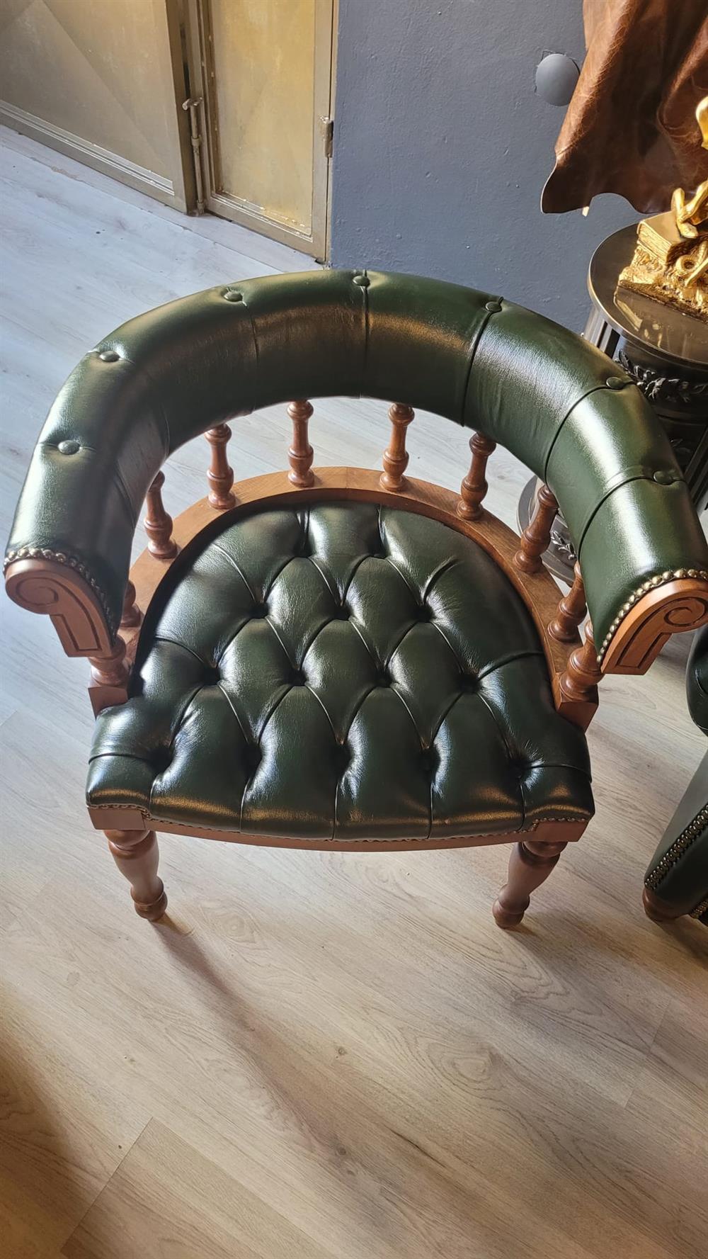 3A MOBİLYA HAMPTON HAKİKİ DERİ CHESTERFİELD TAKIMI 3+1+1