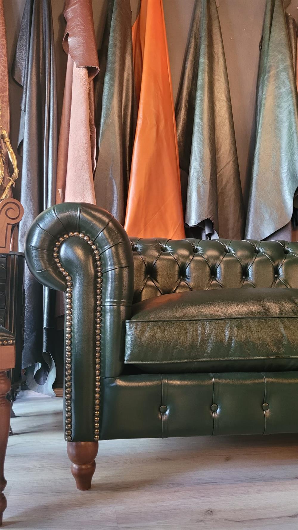 3A MOBİLYA HAMPTON HAKİKİ DERİ CHESTERFİELD TAKIMI 3+1+1