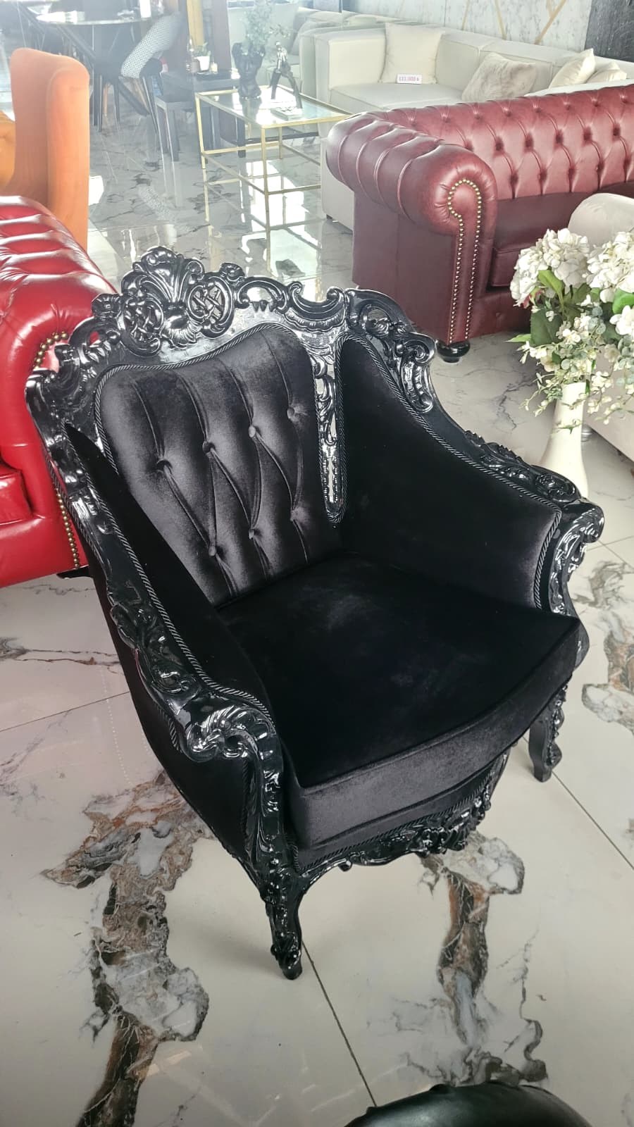 3A MOBİLYA HOŞ SEDA BLACK CAPRİCORN OYMALI BERJER 