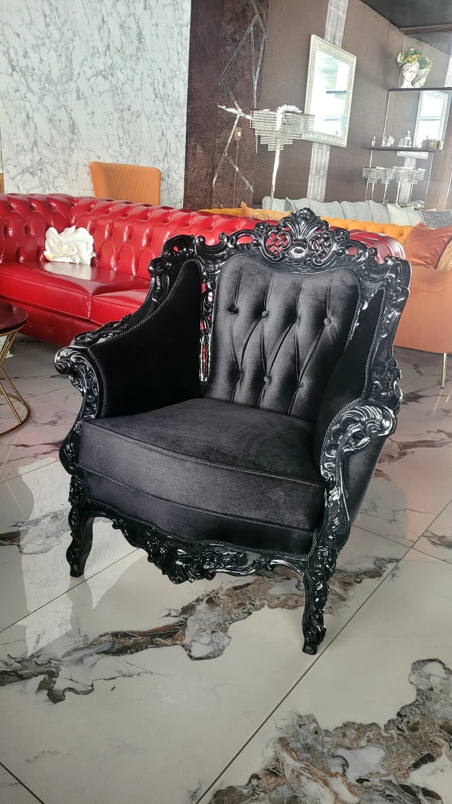 3A MOBİLYA HOŞ SEDA BLACK CAPRİCORN OYMALI BERJER 