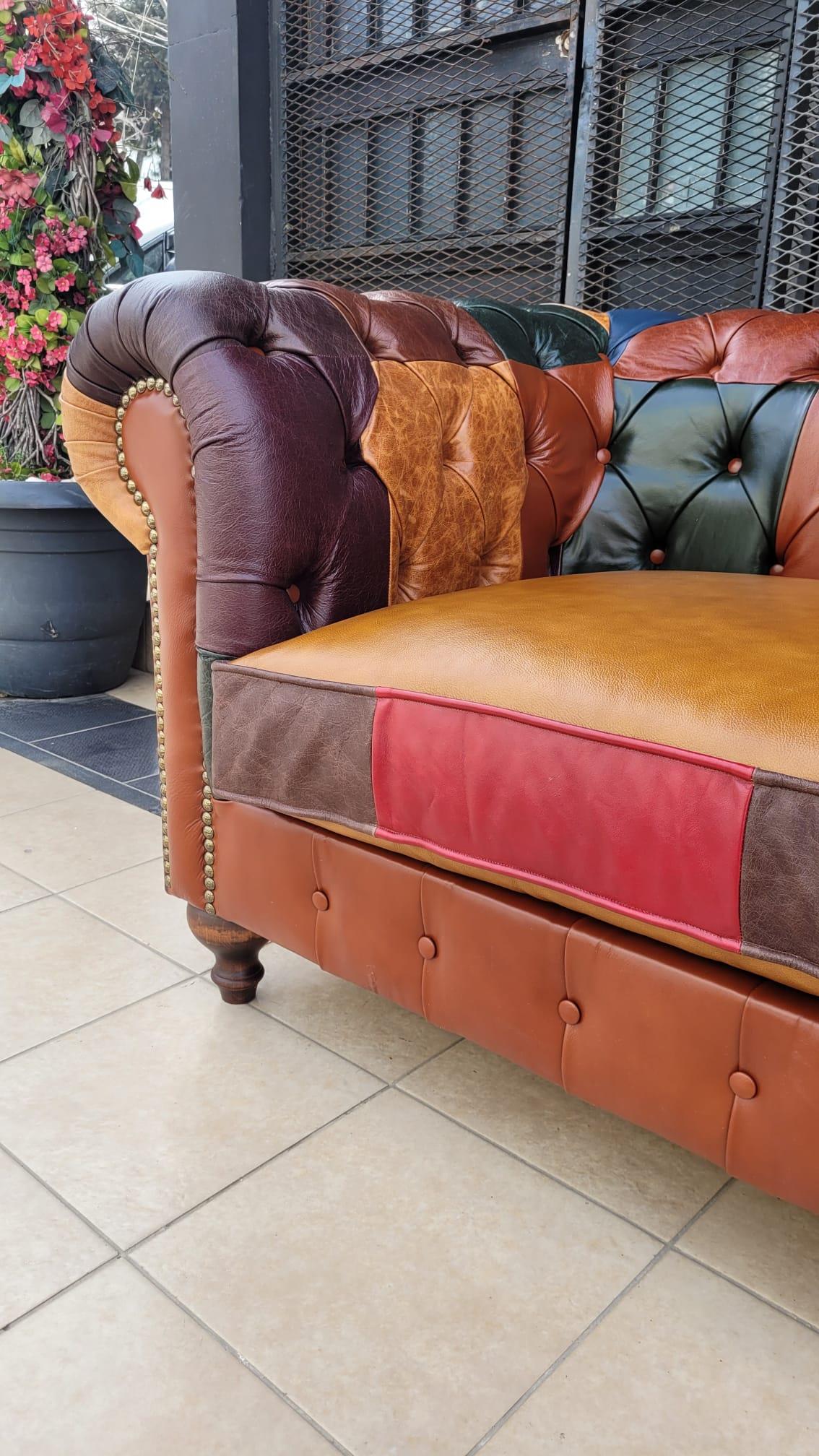 3A MOBİLYA İTALYAN HAKİKİ DERİ DALLAS CHESTERFİELD 