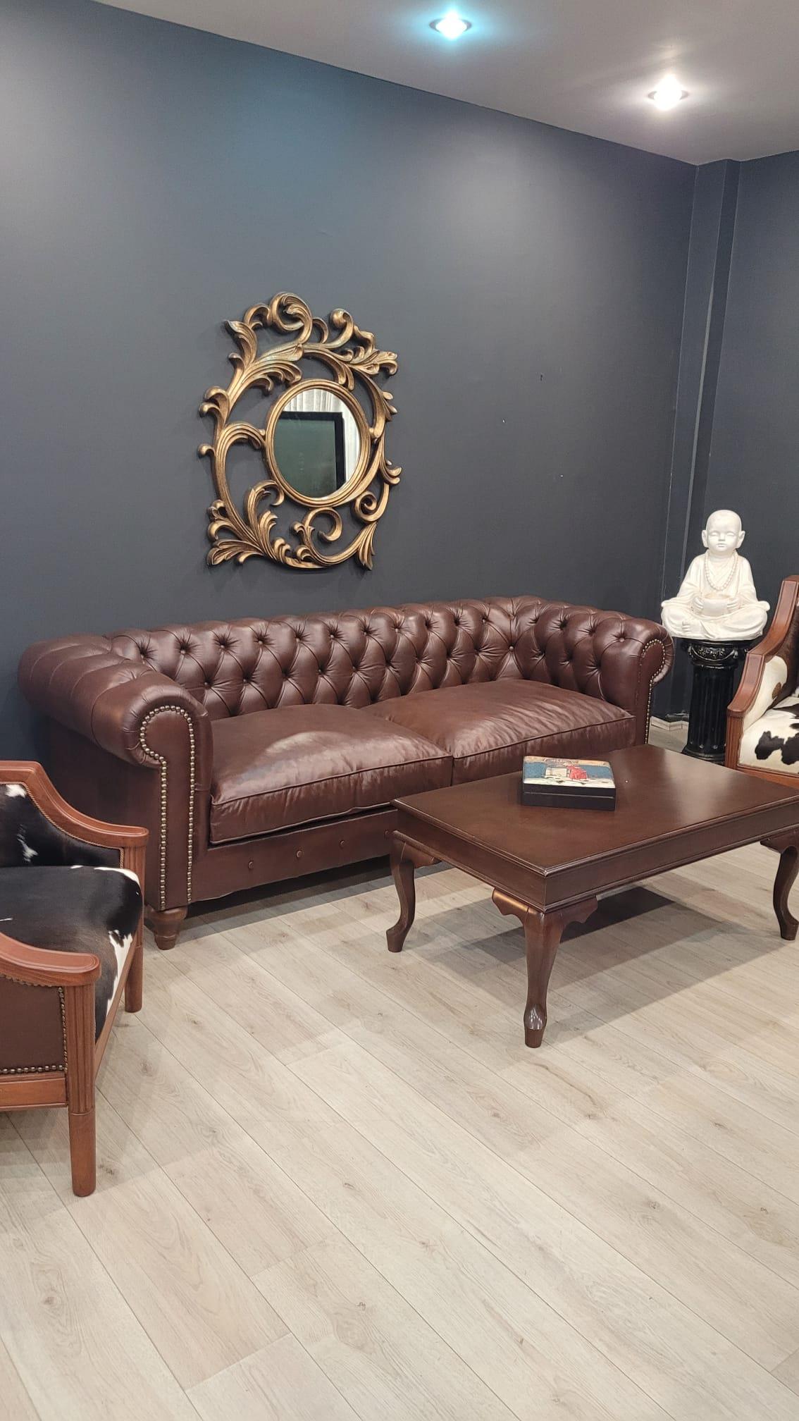 3A MOBİLYA İTALYAN HAKİKİ DERİ TEXAS CHESTERİELD TAKIMI 3+1+1