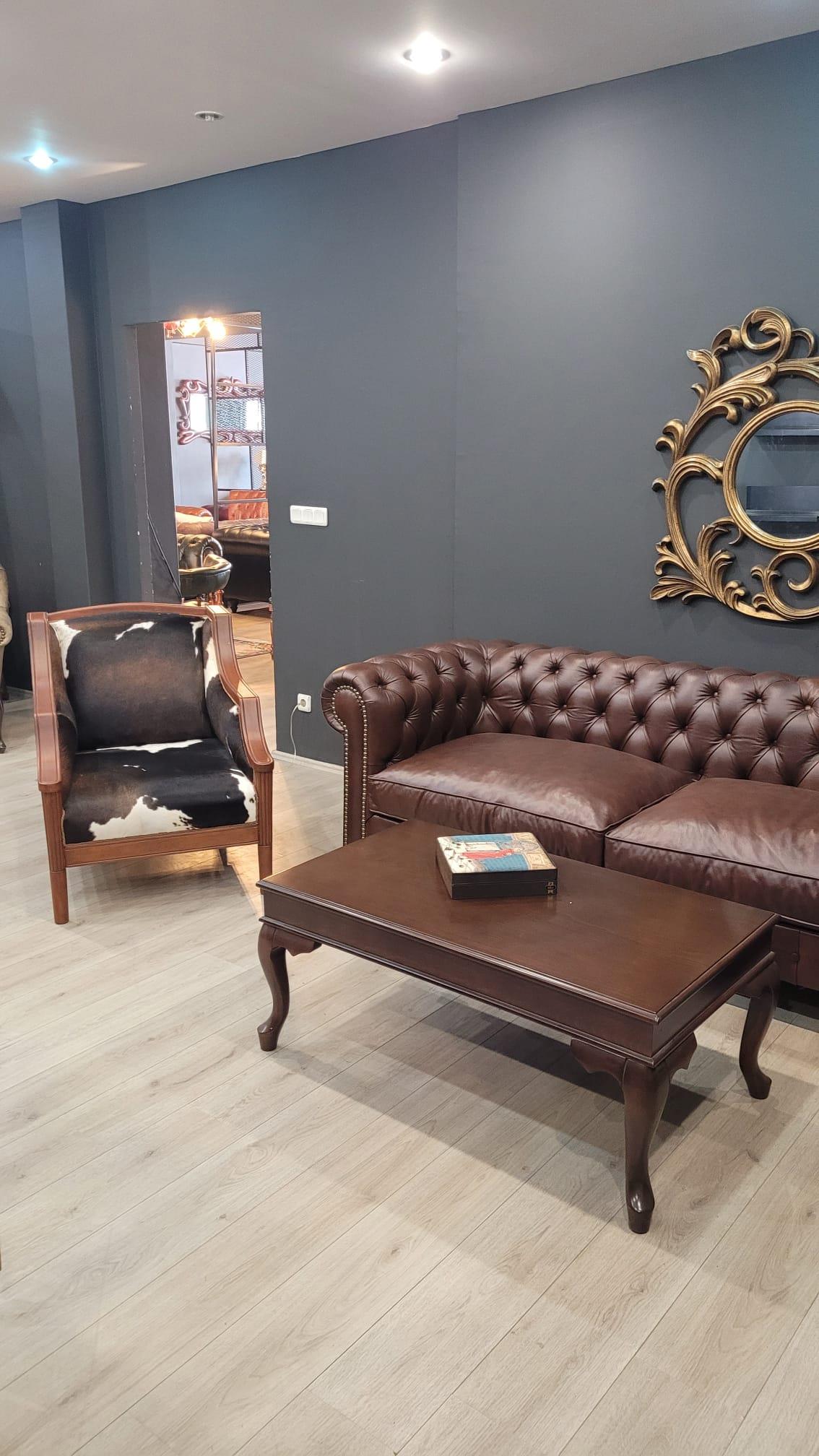 3A MOBİLYA İTALYAN HAKİKİ DERİ TEXAS CHESTERİELD TAKIMI 3+1+1