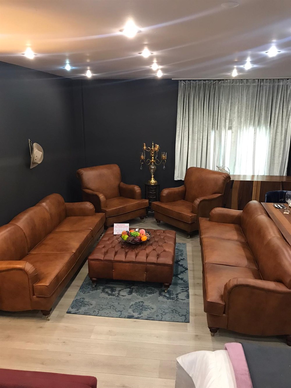 3A MOBİLYA KİNG EDWARD REAL  İTALİAN LEATHER  SOFA  3+3+1+1+PUF