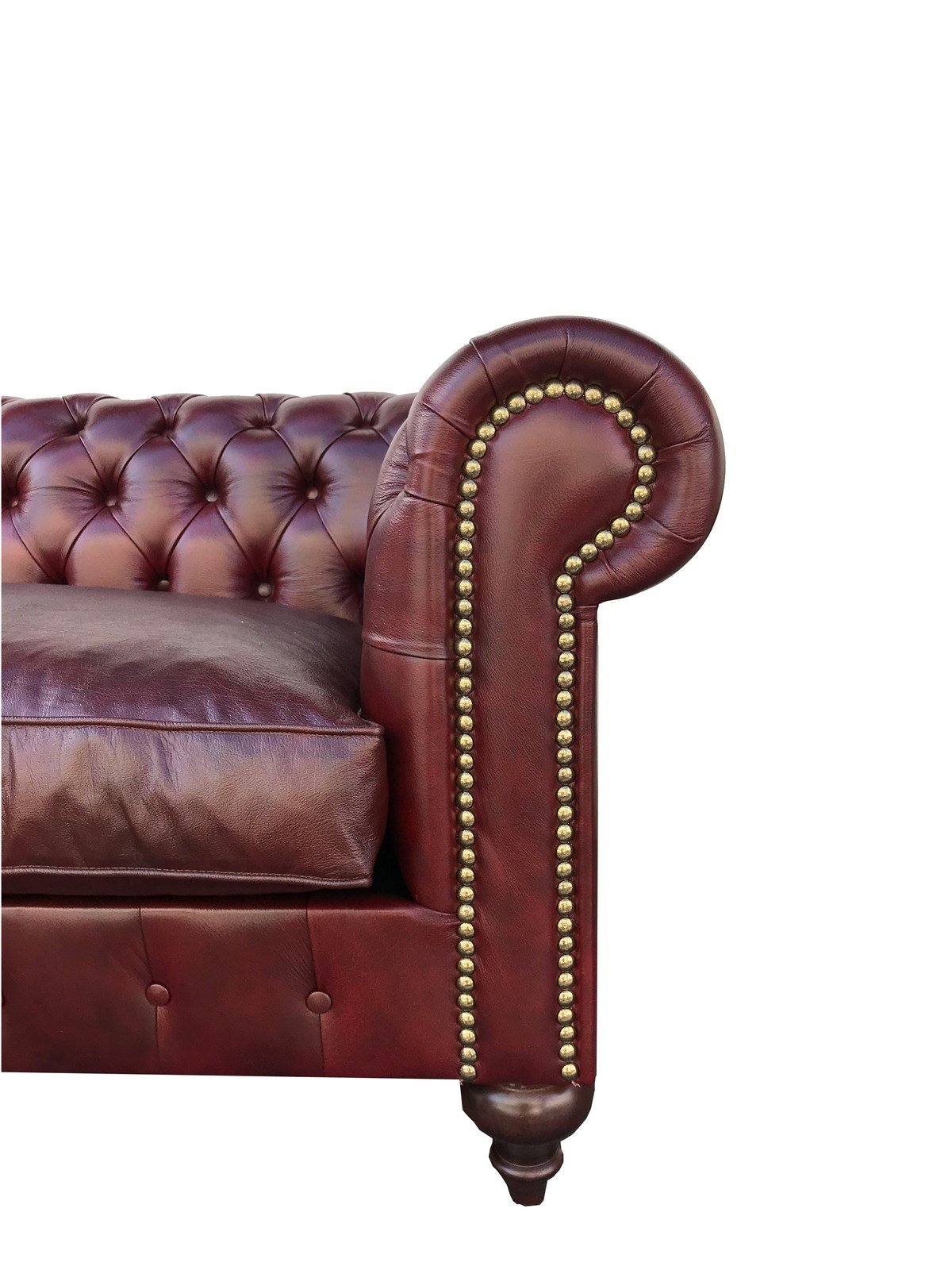 3A Mobilya Kızıl Kahve Hakiki Deri Chesterfield