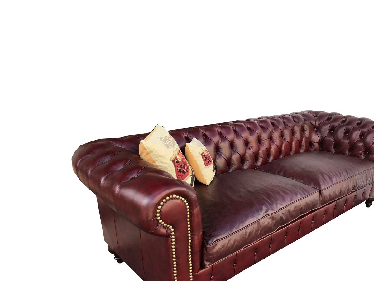 3A Mobilya Kızıl Kahve Hakiki Deri Chesterfield