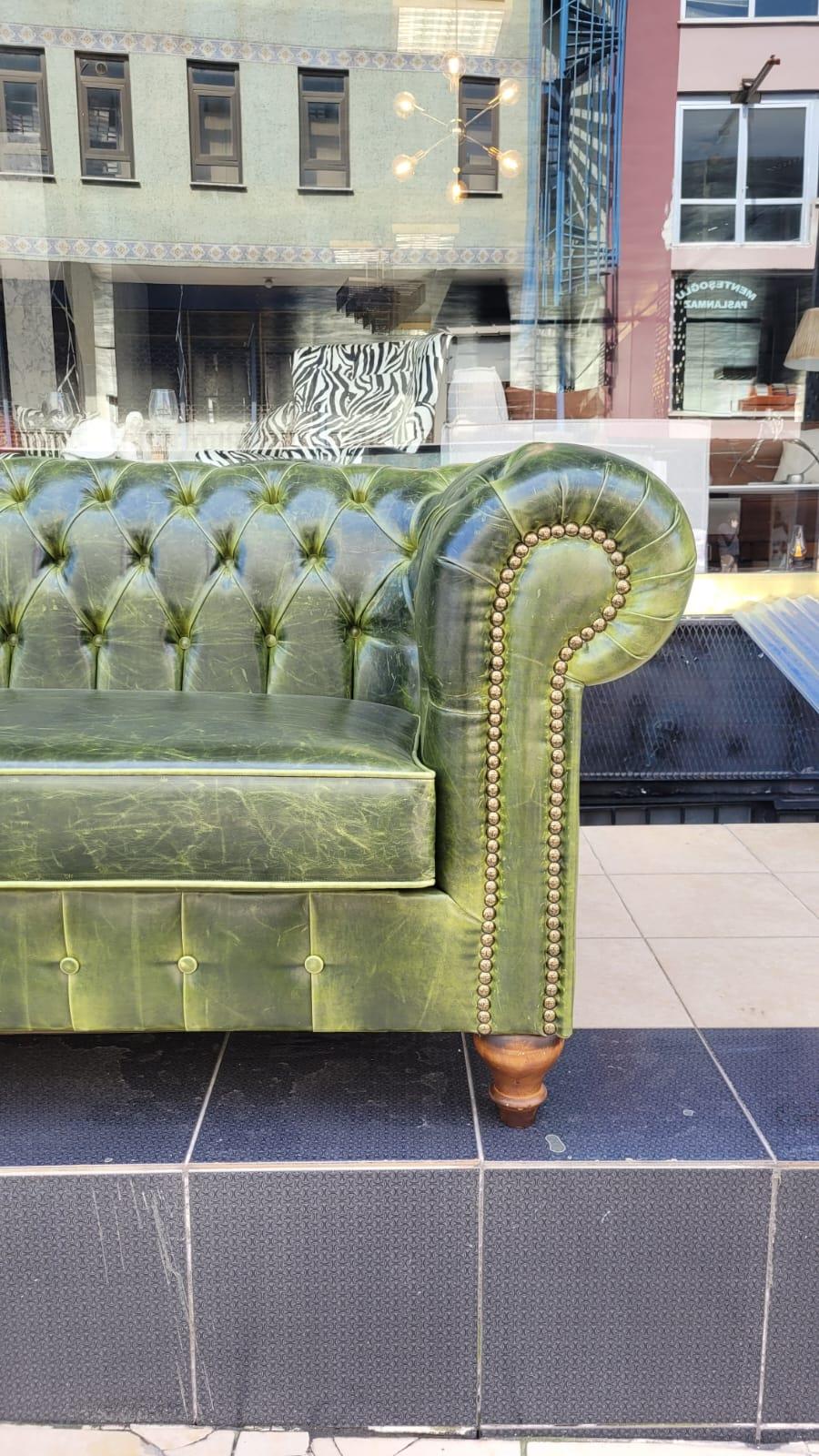 3A MOBİLYA LONDON PULLAP GREEN CHESTERFİELD 