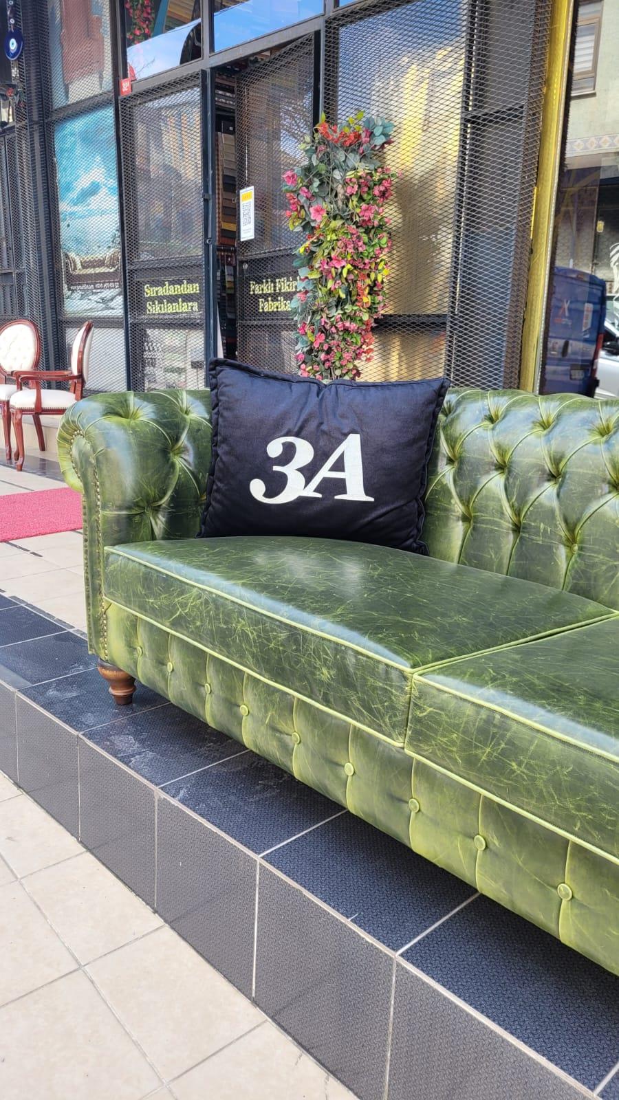 3A MOBİLYA LONDON PULLAP GREEN CHESTERFİELD 