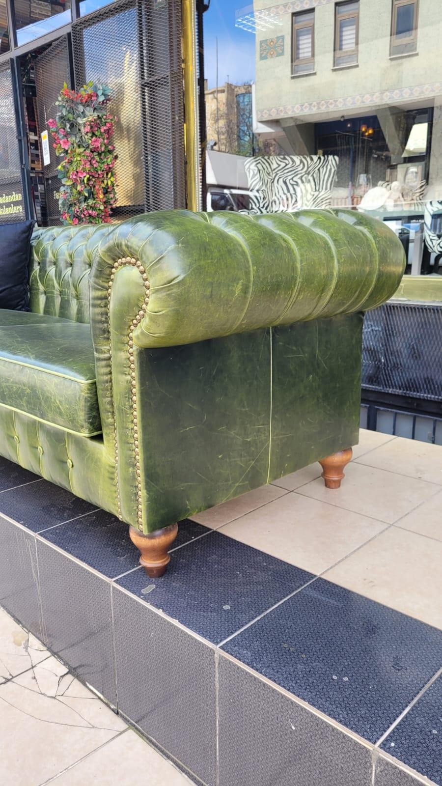 3A MOBİLYA LONDON PULLAP GREEN CHESTERFİELD 