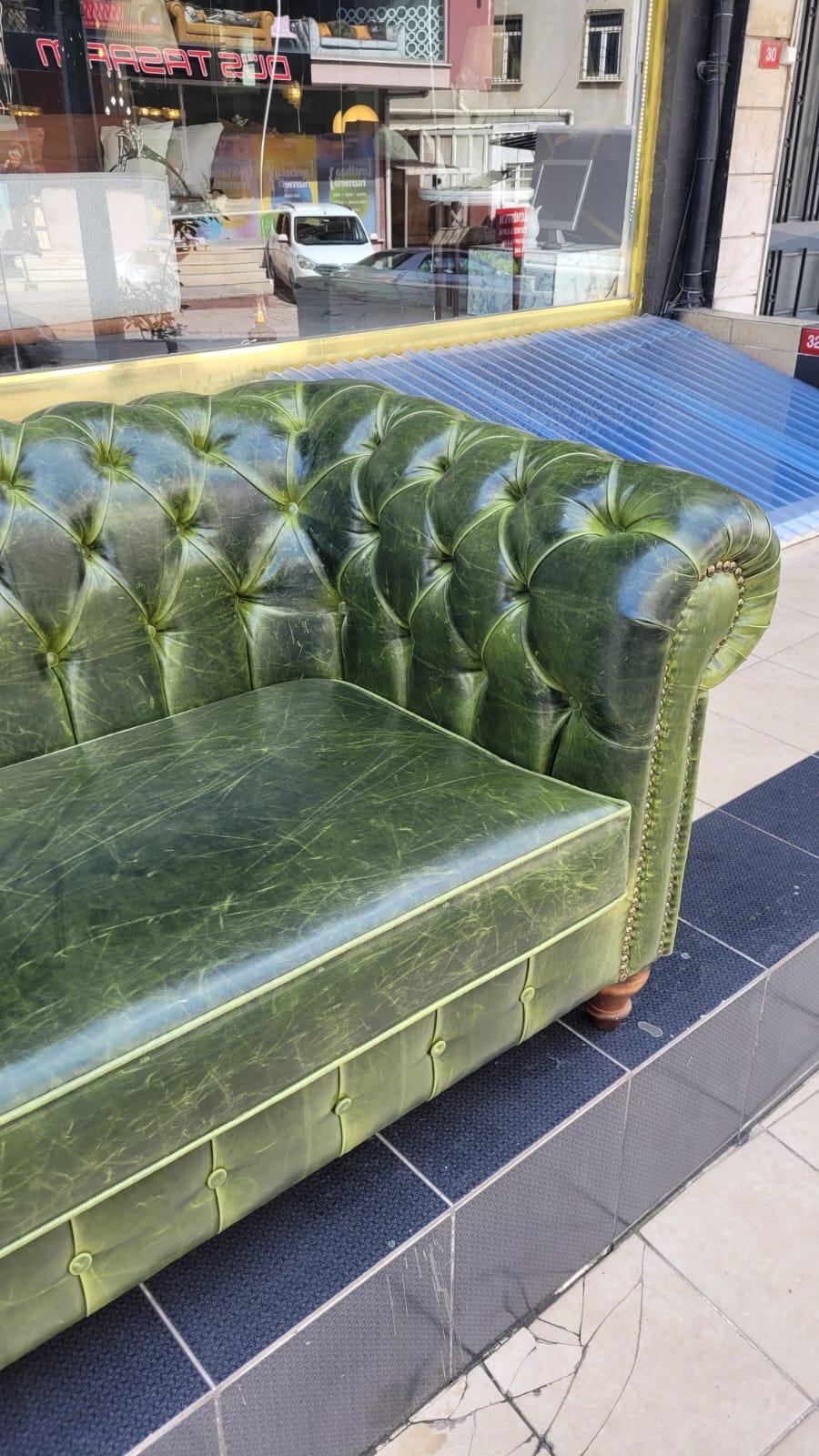 3A MOBİLYA LONDON PULLAP GREEN CHESTERFİELD 