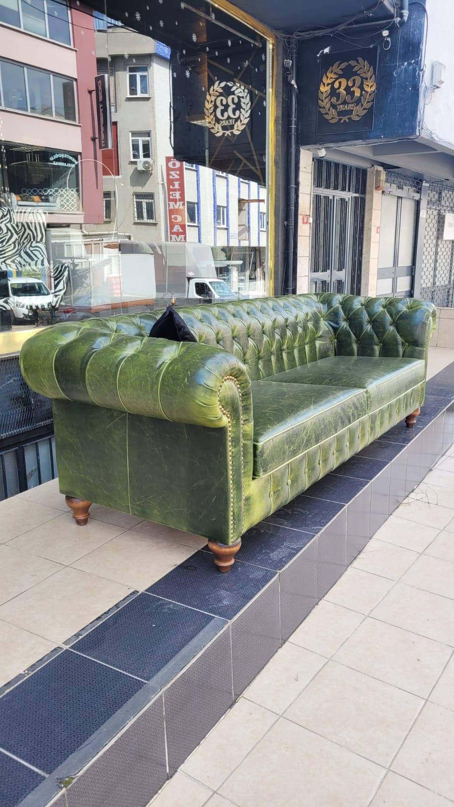 3A MOBİLYA LONDON PULLAP GREEN CHESTERFİELD 