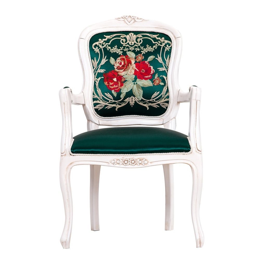 3A Mobilya Luxory Green El Oyması Berjer Yeşil