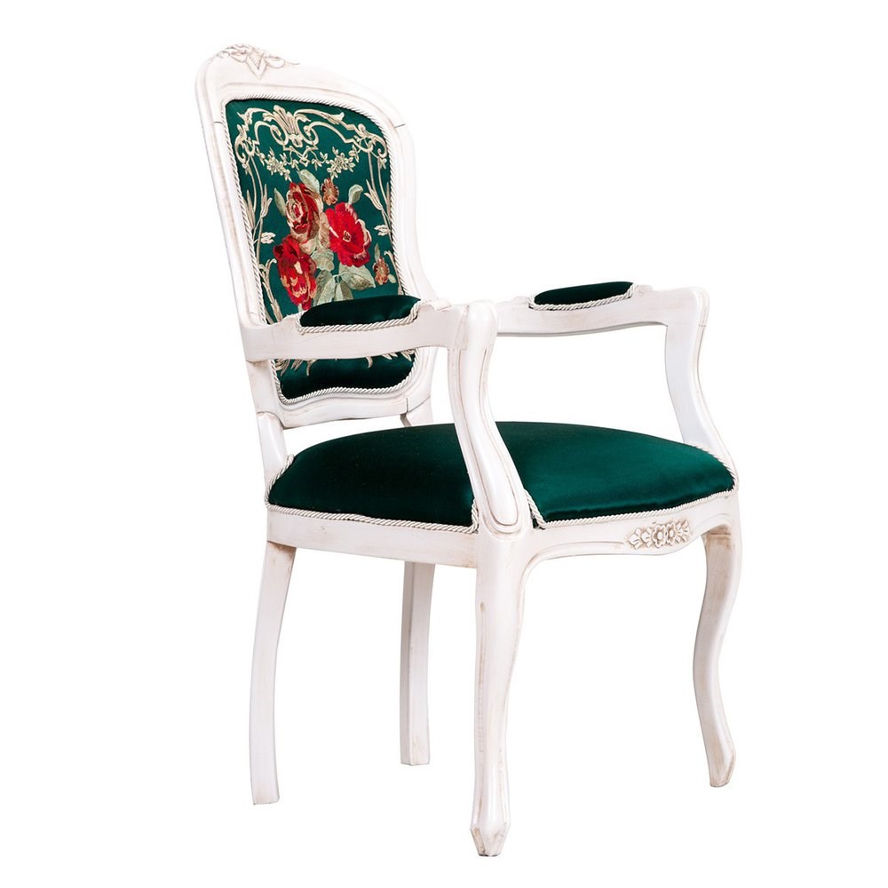 3A Mobilya Luxory Green El Oyması Berjer Yeşil