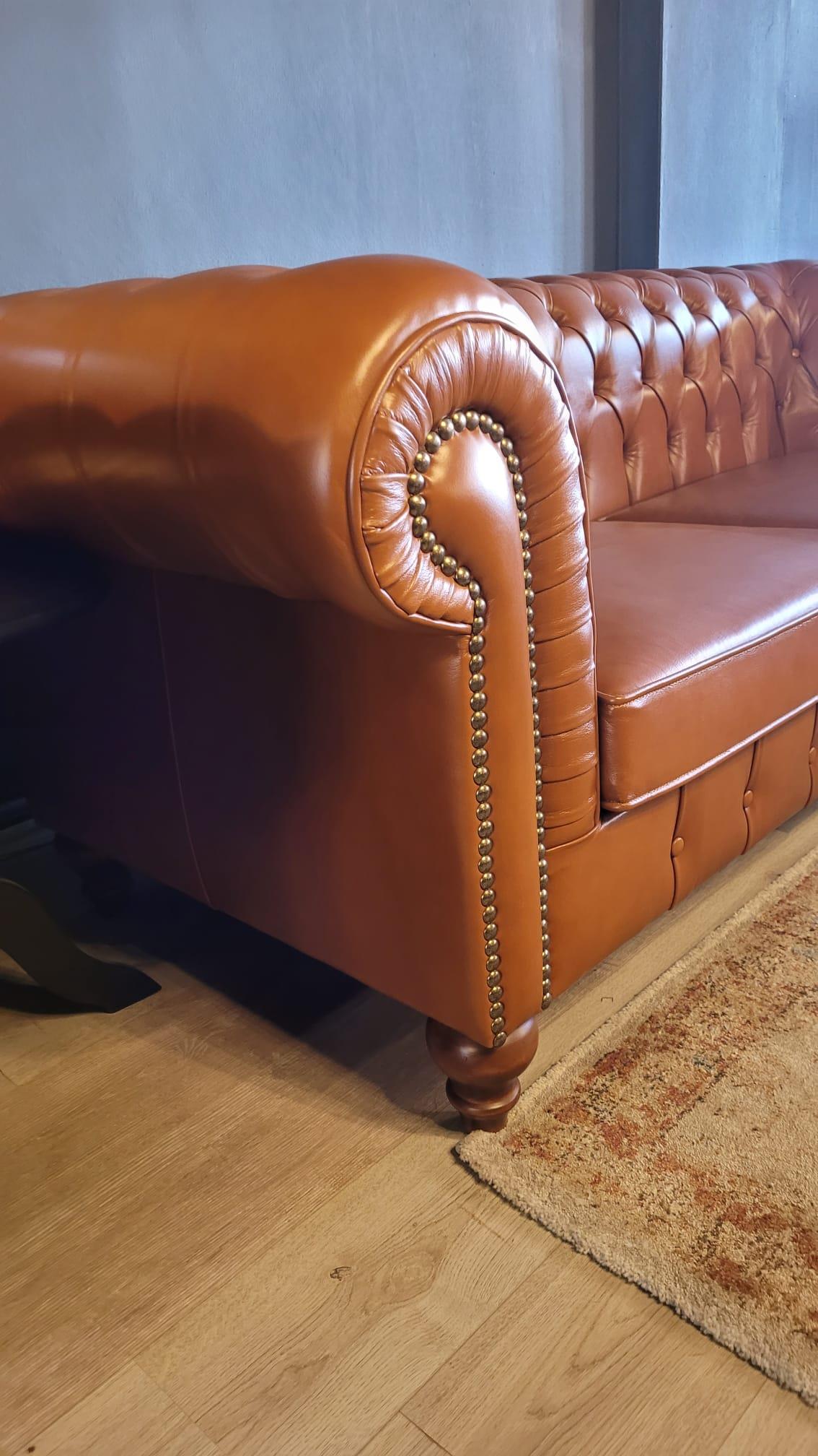 3A MOBİLYA MAYA TABA HAKİKİ DERİ CHESTERFİELD 