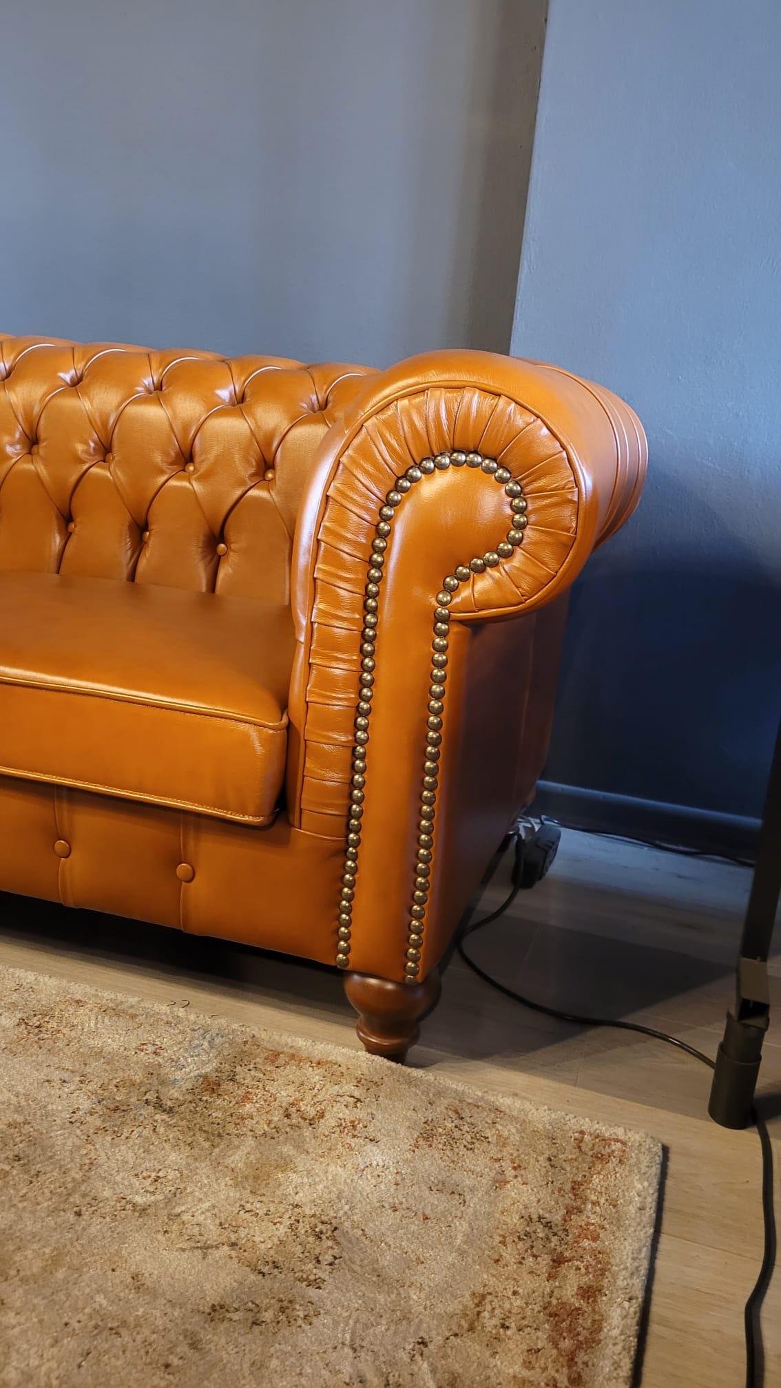 3A MOBİLYA MAYA TABA HAKİKİ DERİ CHESTERFİELD 