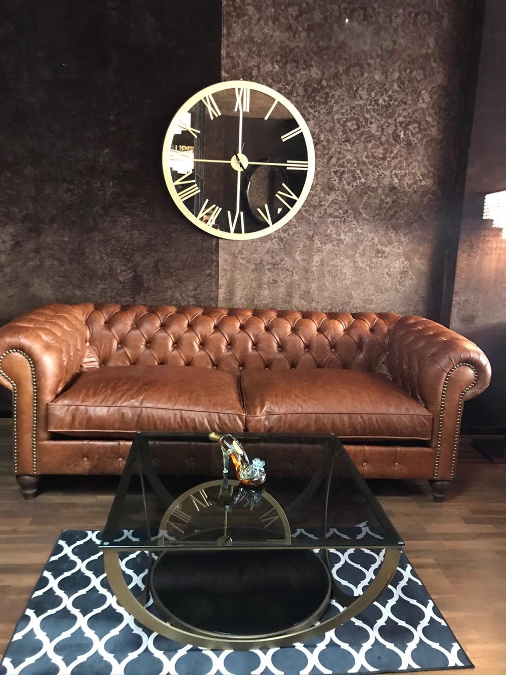 3A MOBİLYA MAYA TABA HAKİKİ DERİ CHESTERFİELD