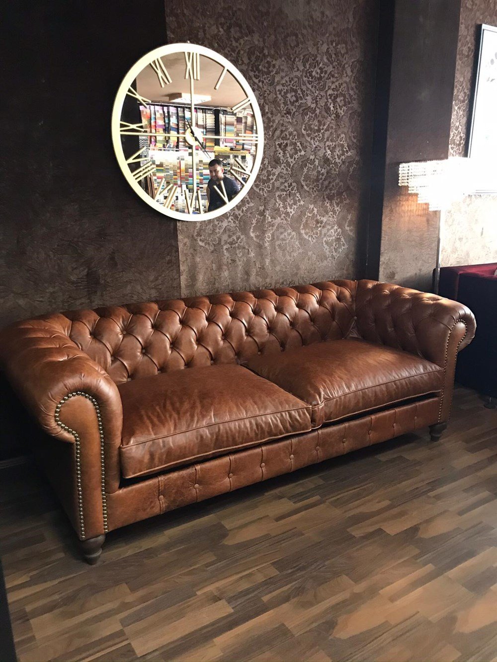 3A MOBİLYA MAYA TABA HAKİKİ DERİ CHESTERFİELD