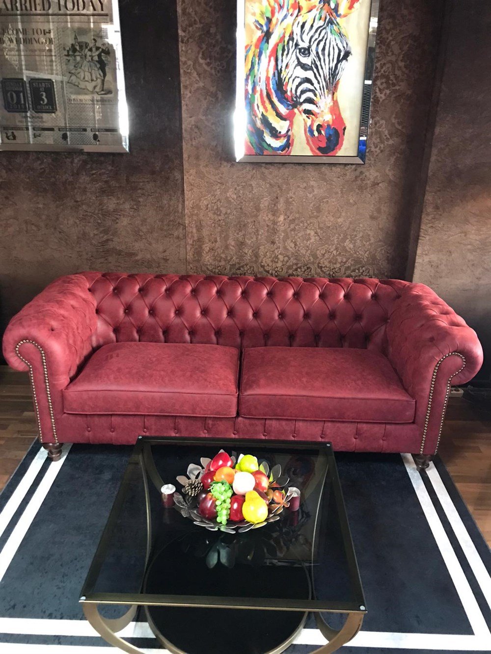 3A Mobilya Nar Çiçeği Chesterfield