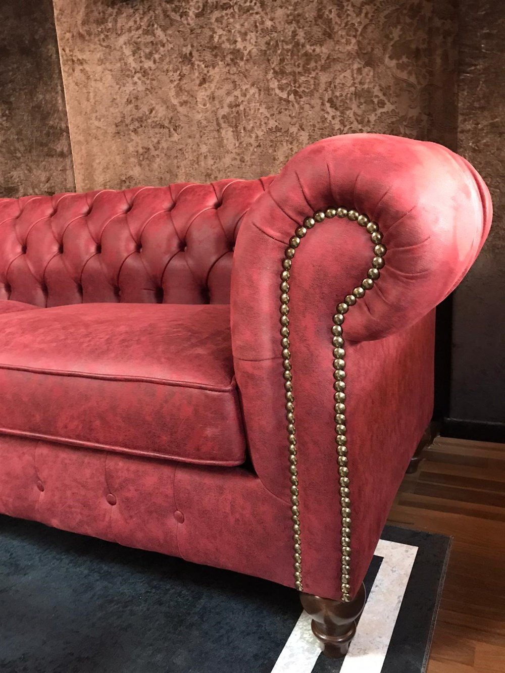 3A Mobilya Nar Çiçeği Chesterfield