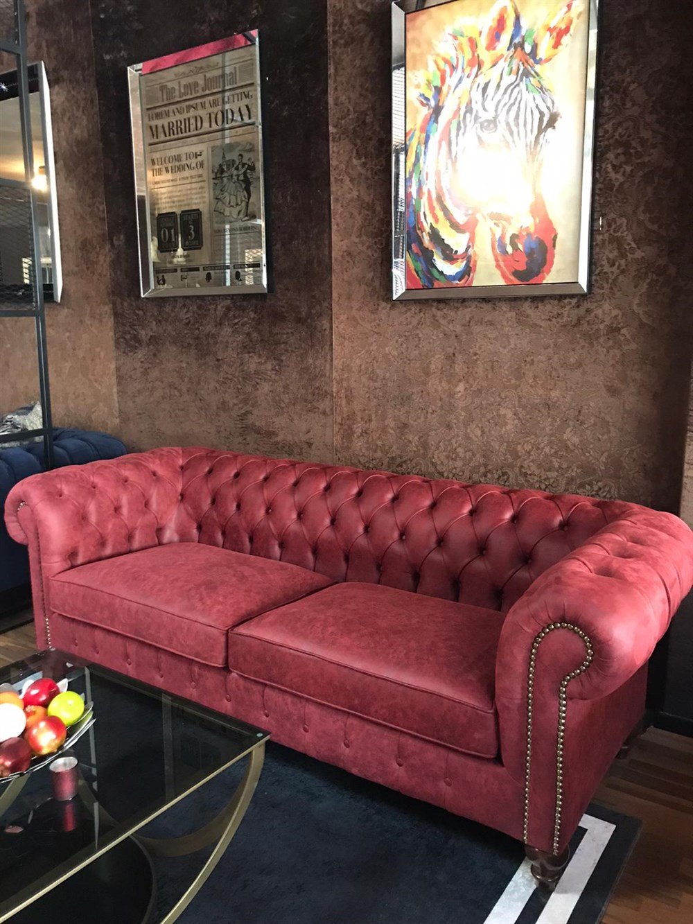 3A Mobilya Nar Çiçeği Chesterfield