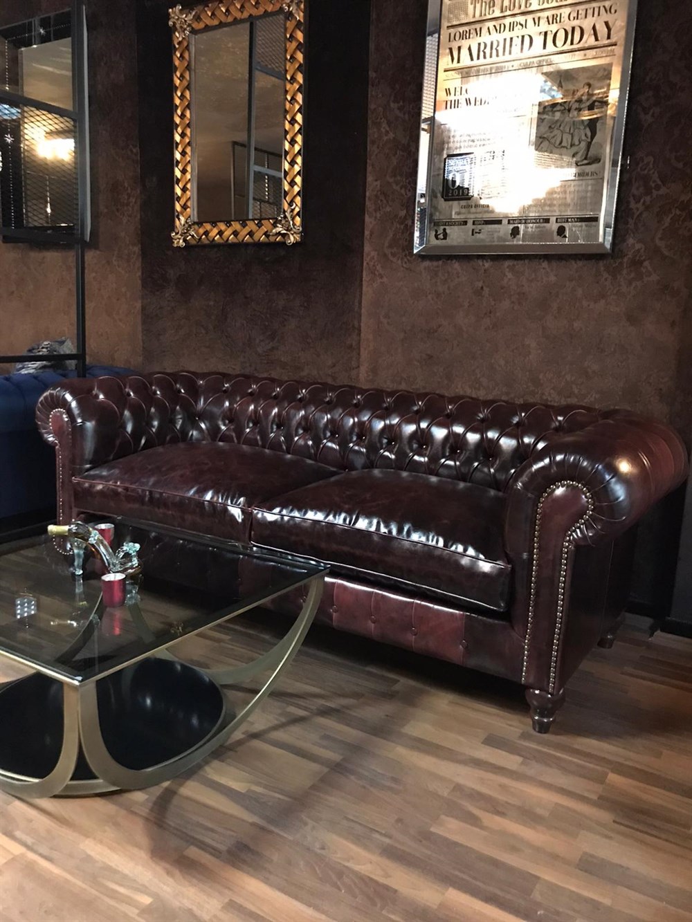 3A Mobilya New Bordo Pullap Chesterfield 