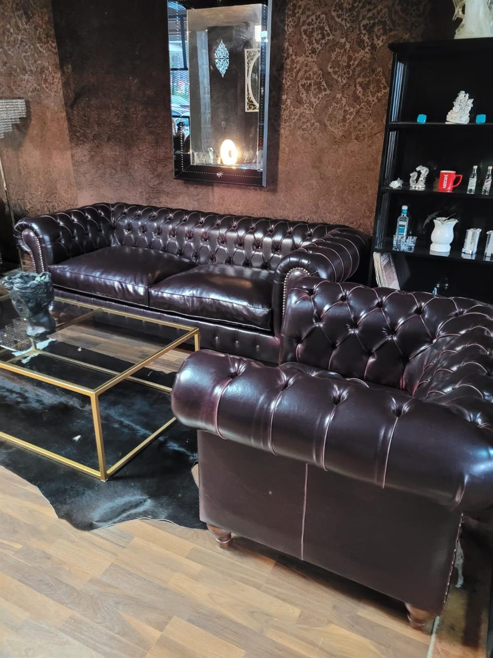 3A MOBİLYA NEW BURGUNDY CHESTERFİELD TAKIMI 