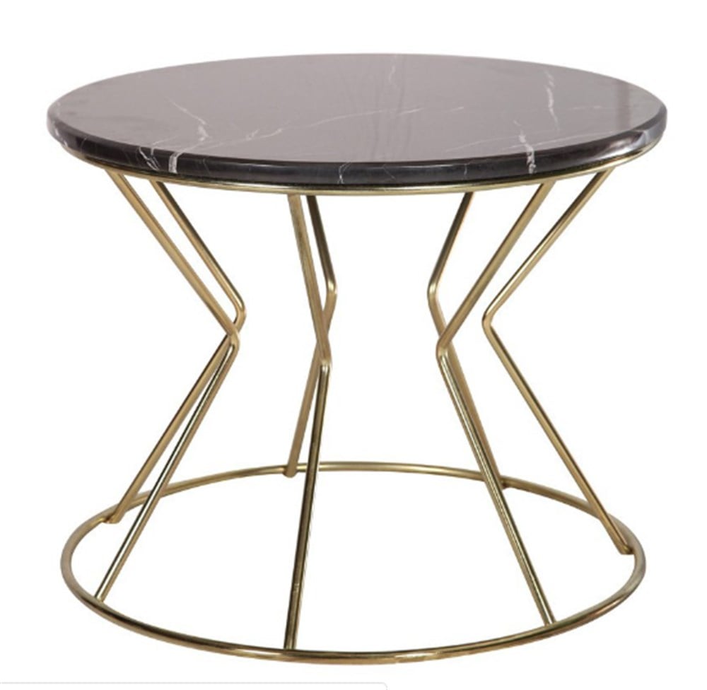 3A Mobilya Onix Mermer Gold Sehpa - Altın Siyah Beyaz