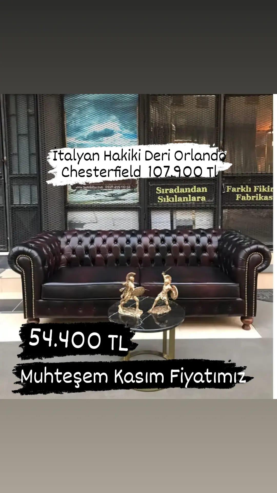 3A MOBİLYA ORLANDO HAKİKİ DERİ CHESTERFİELD