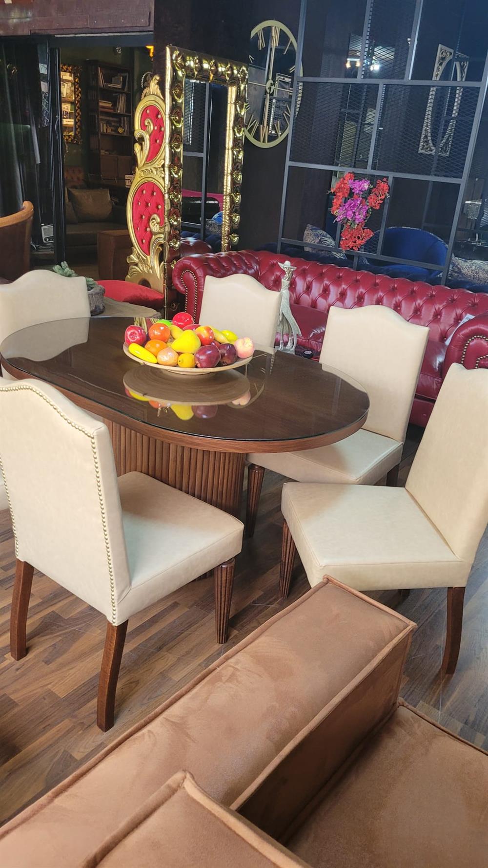 3A MOBİLYA OVAL YEMEK MASASI TAKIMI 