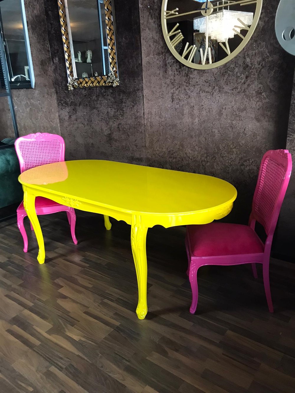 3A Mobilya Oymalı Lükens Ayak Yemek Masası