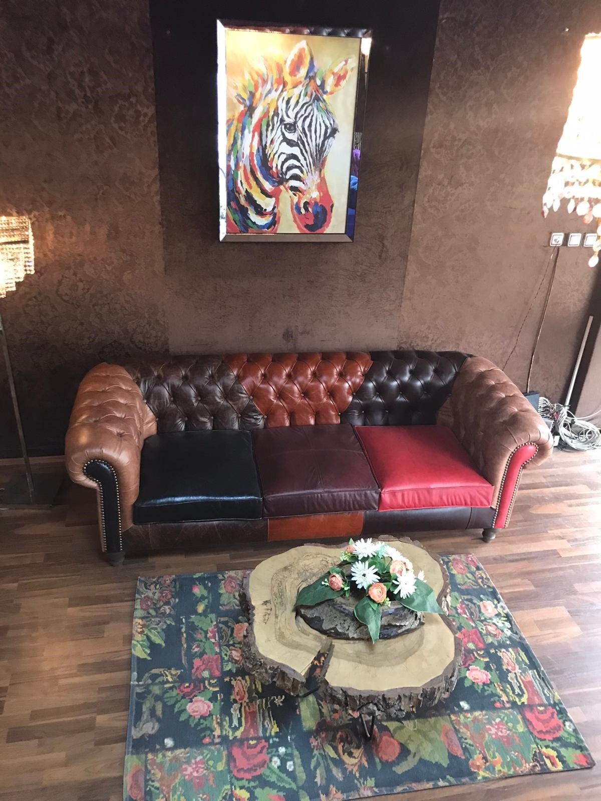 3A MOBİLYA PATCHWORK GERÇEK DERİ CHESTERFİELD