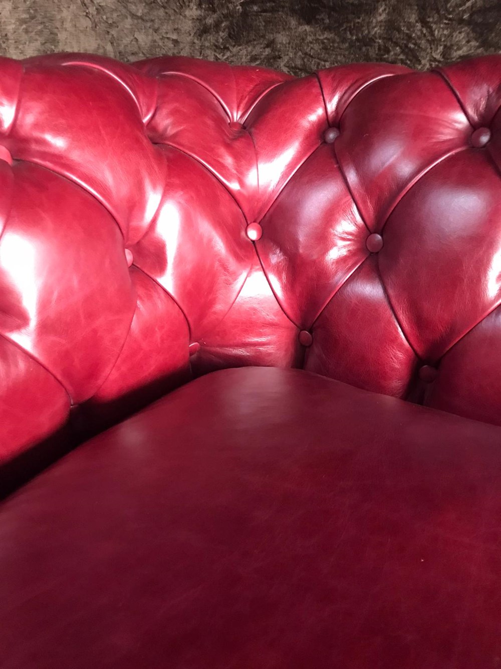 3A MOBİLYA PREMİUM RED HAKİKİ DERİ CHESTERFİELD 