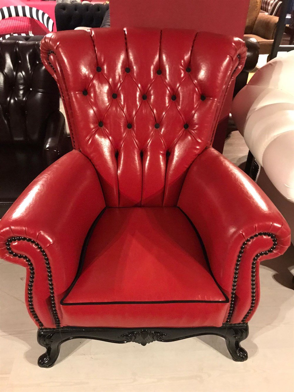 3A MOBİLYA RED & BLACK OYMALI BERJER 