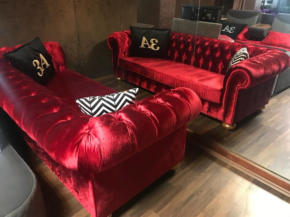 3A MOBİLYA RED WİNE CHESTERFİELD