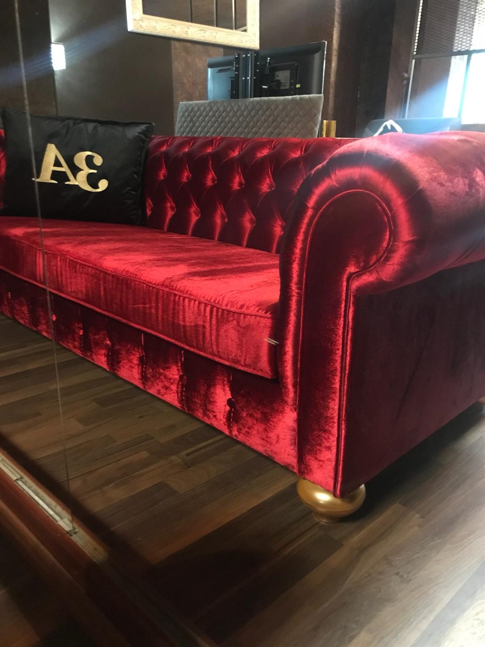 3A MOBİLYA RED WİNE CHESTERFİELD