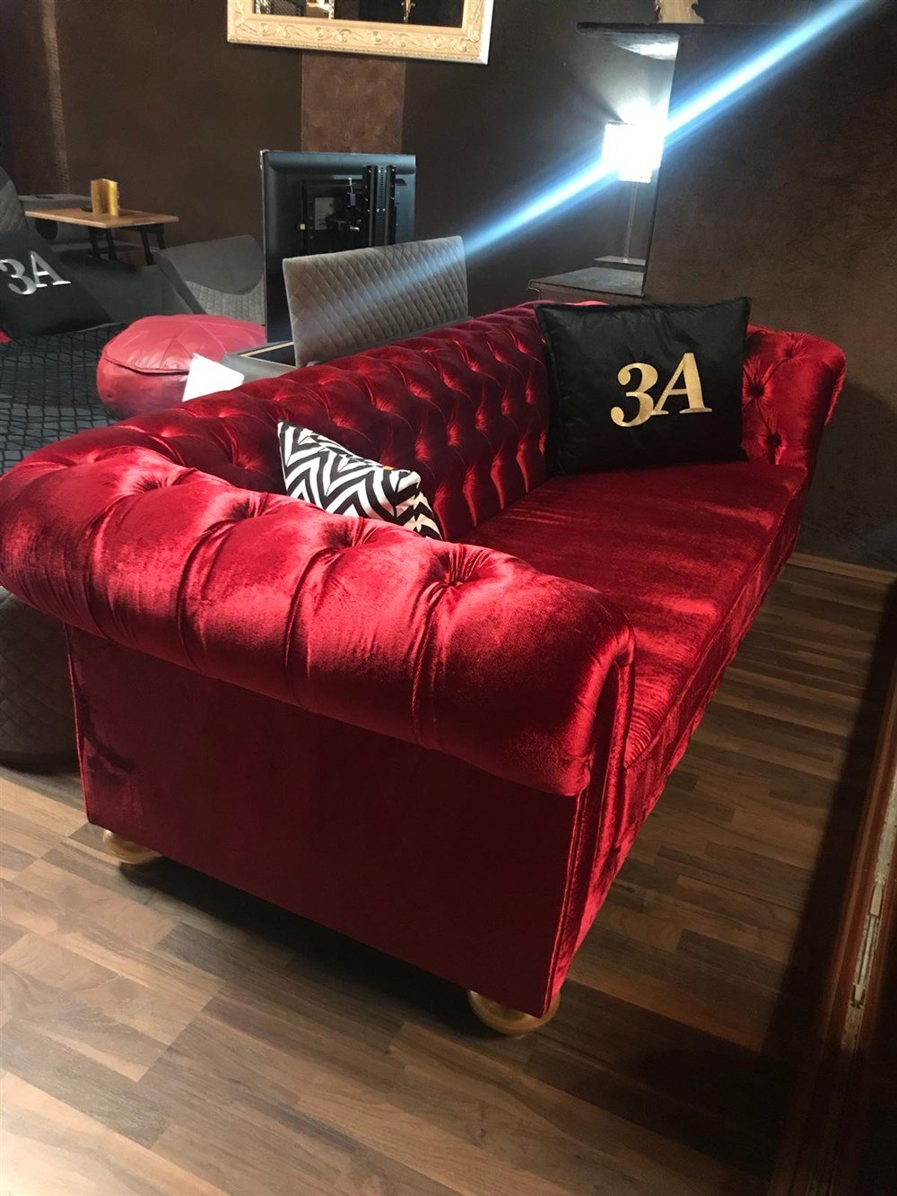 3A MOBİLYA RED WİNE CHESTERFİELD
