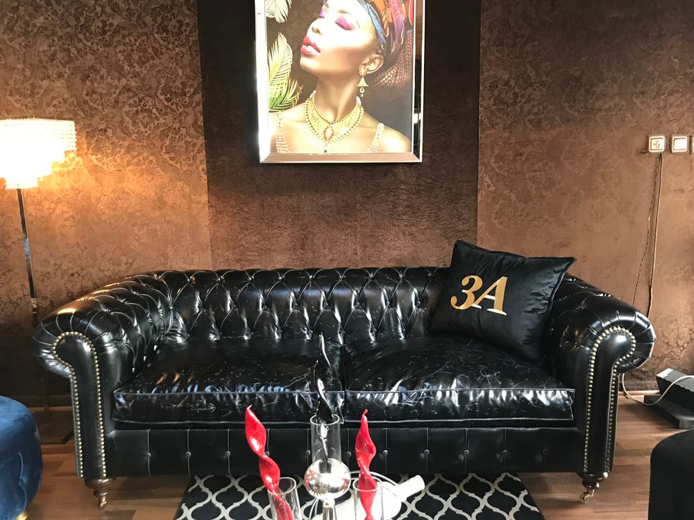 3A MOBİLYA SİYAH PULLAP CHESTERFİELD