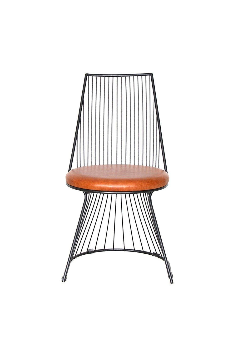 3A MOBİLYA TABA HAKİKİ DERİ METAL SANDALYE