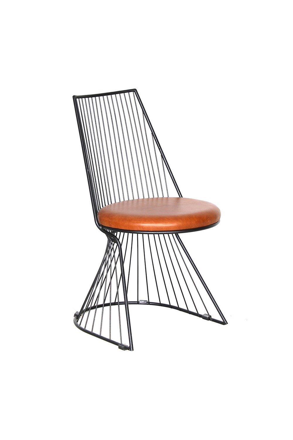 3A MOBİLYA TABA HAKİKİ DERİ METAL SANDALYE