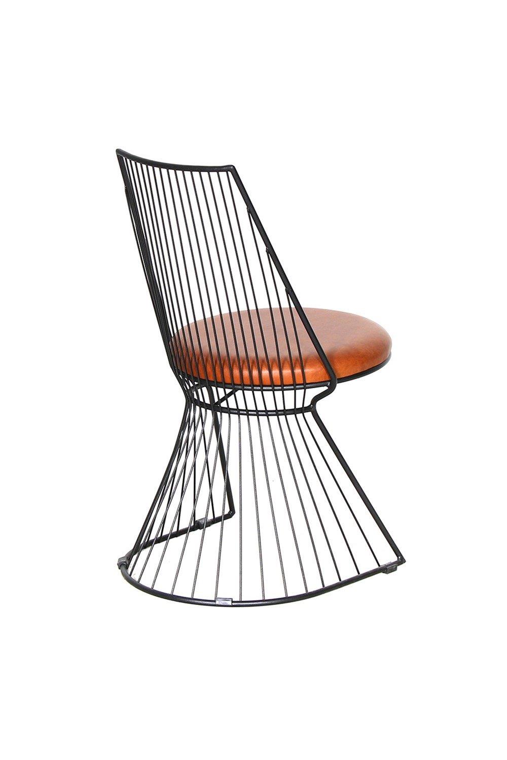 3A MOBİLYA TABA HAKİKİ DERİ METAL SANDALYE