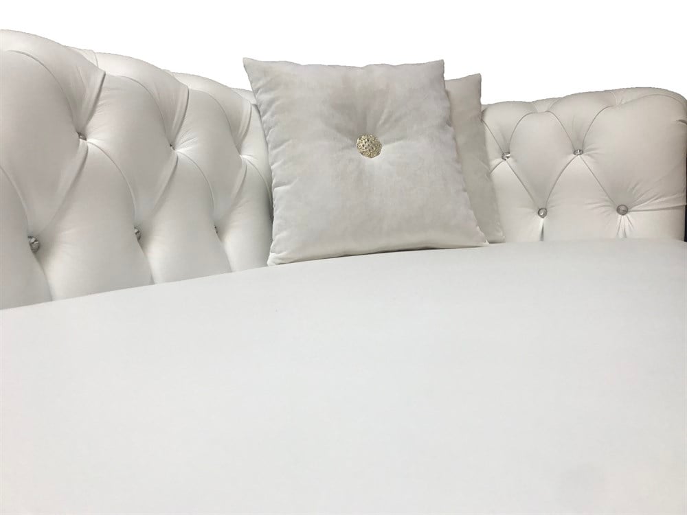 3A MOBİLYA WHİTE LEATHER HAKİKİ DERİ CHESTERFİELD