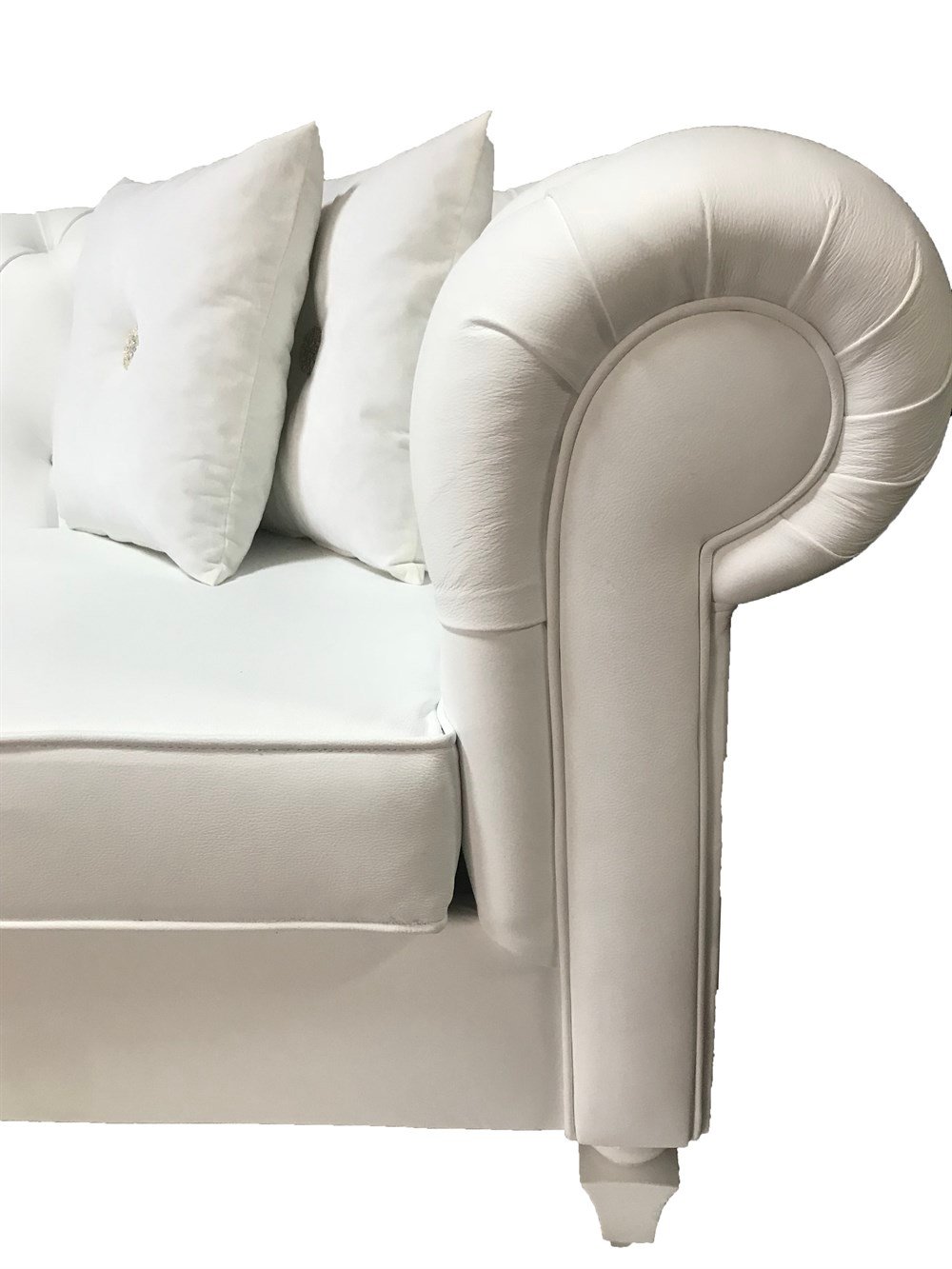 3A MOBİLYA WHİTE LEATHER HAKİKİ DERİ CHESTERFİELD