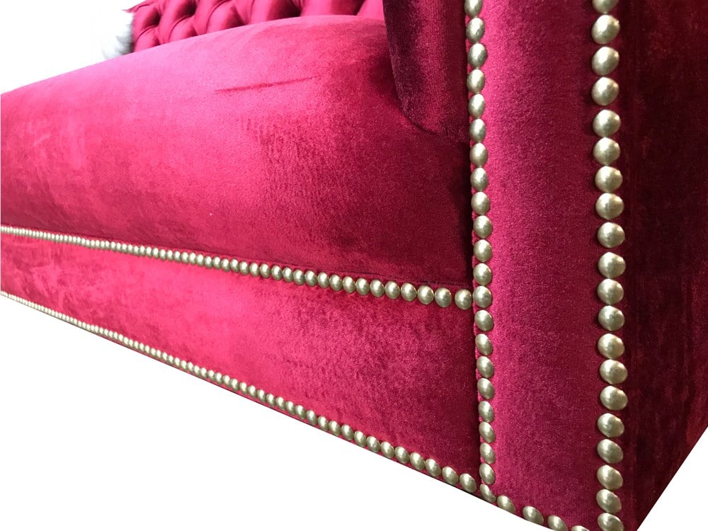 3A Mobilya Yakut Kırmızı Chesterfield