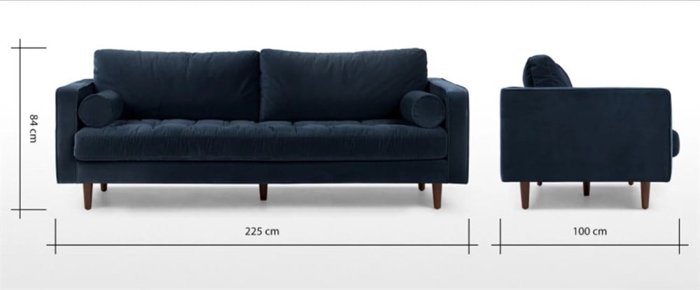 3A NAVY BLUE MODERN KANEPE