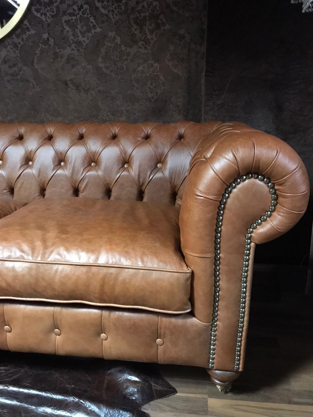 3A PİSA HAKİKİ DERİ CHESTERFİELD