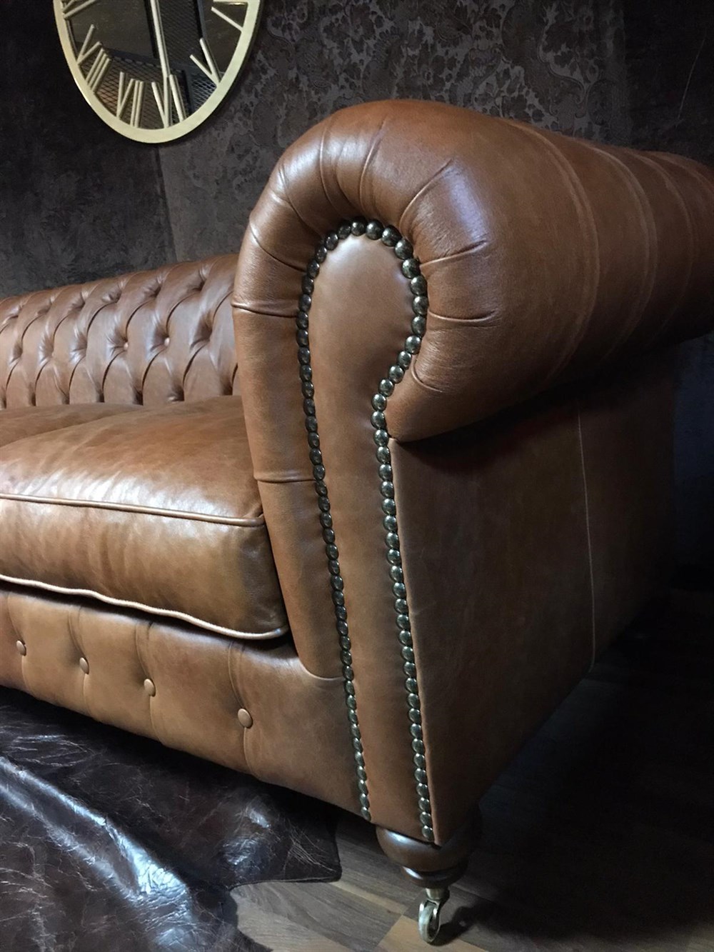 3A PİSA HAKİKİ DERİ CHESTERFİELD