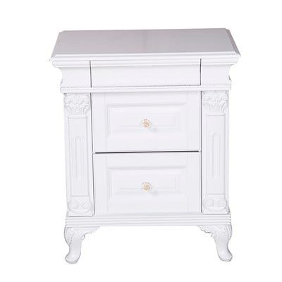 3A Mobilya Oymalı Ağır Komodin - Beyaz